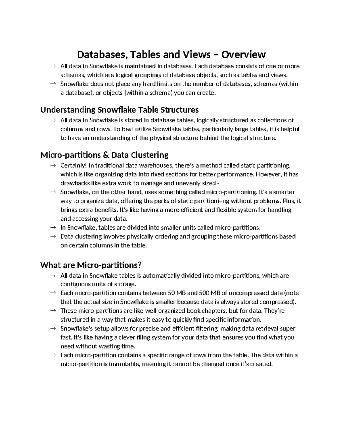 Databases, Tables and Views - Overview - Each database consists of one ...