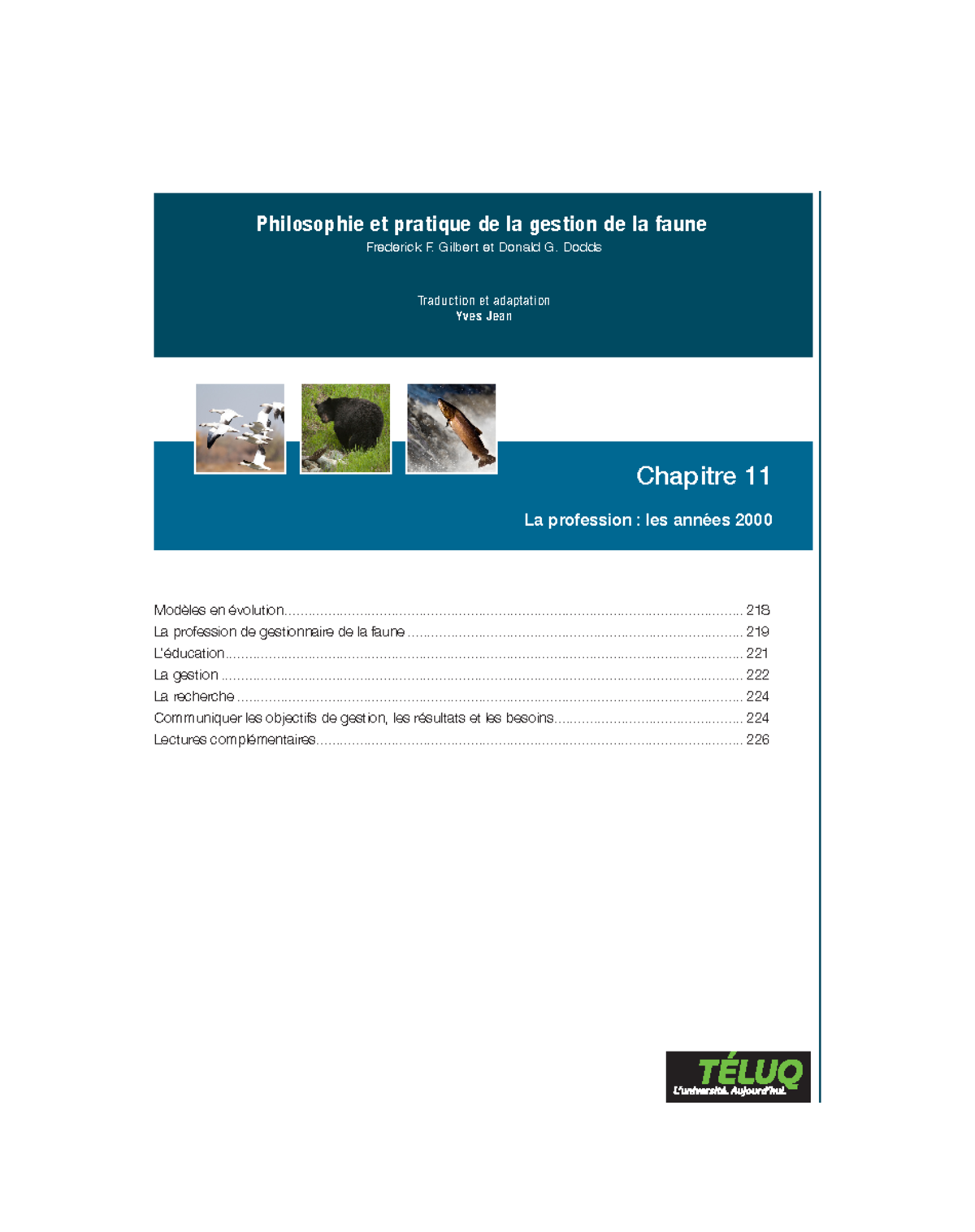 Env2010 Chapitre 11 Note De Cours Frederick F Gilbert Et Donald G