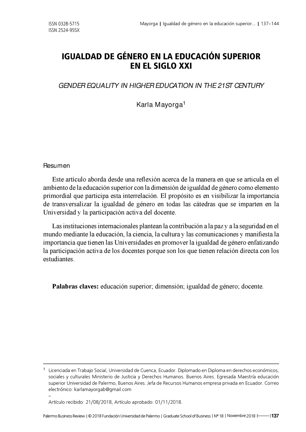 Igualdad DE Género EN LA Educación Superior - Mayorga | Igualdad De ...