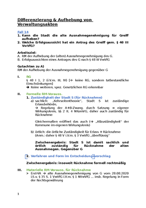 Fall § 48 VwVfG - Differenzierung & Aufhebung Von Verwaltungsakten ...