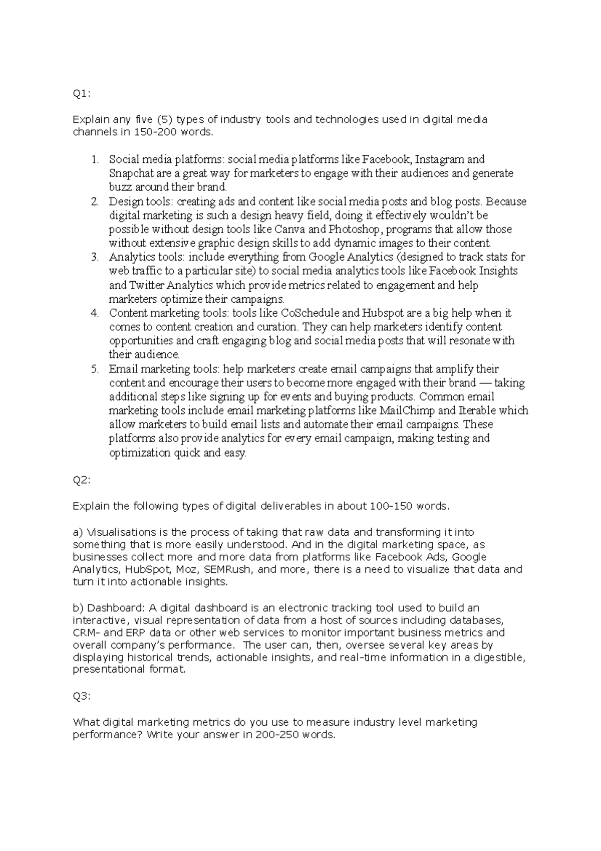 2022 Term 2 Bsbmkg 437 Assessment Task 1 Knowledge Questions Q1 