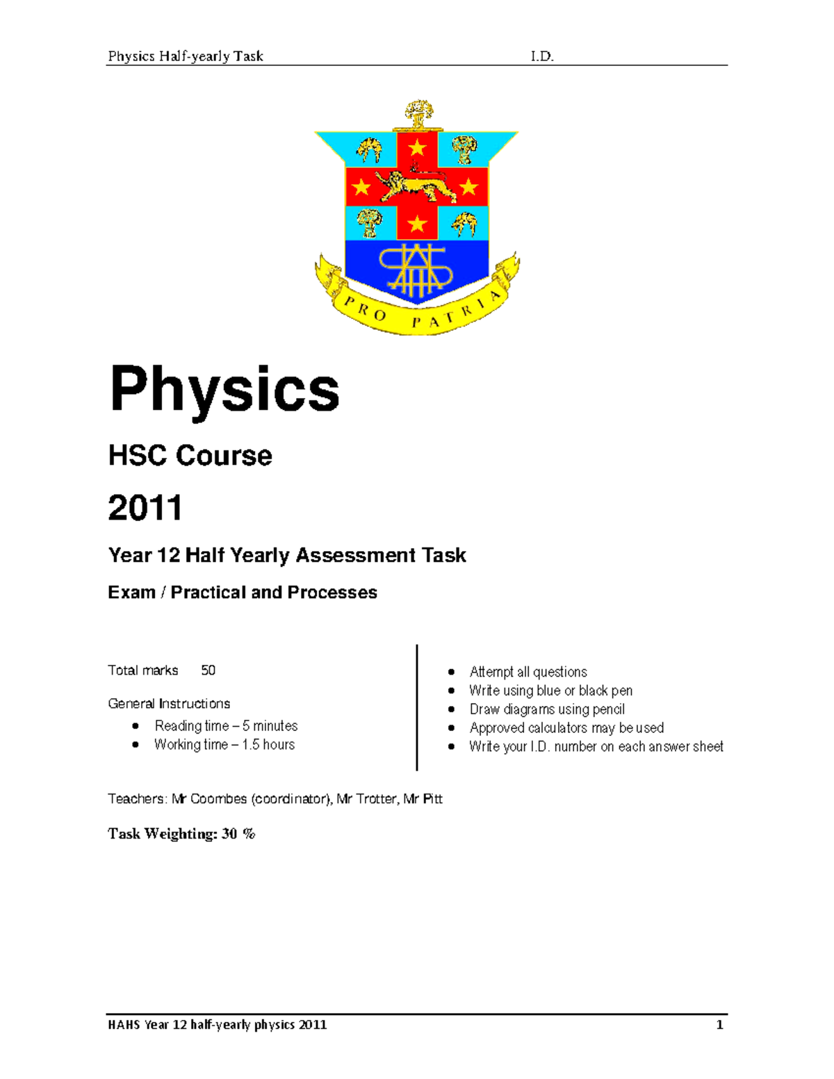 5XRGi2hl TAiwg 1p1L9Aj Phys12 Task 2 HY P&P 2011 - Physics HSC Course ...