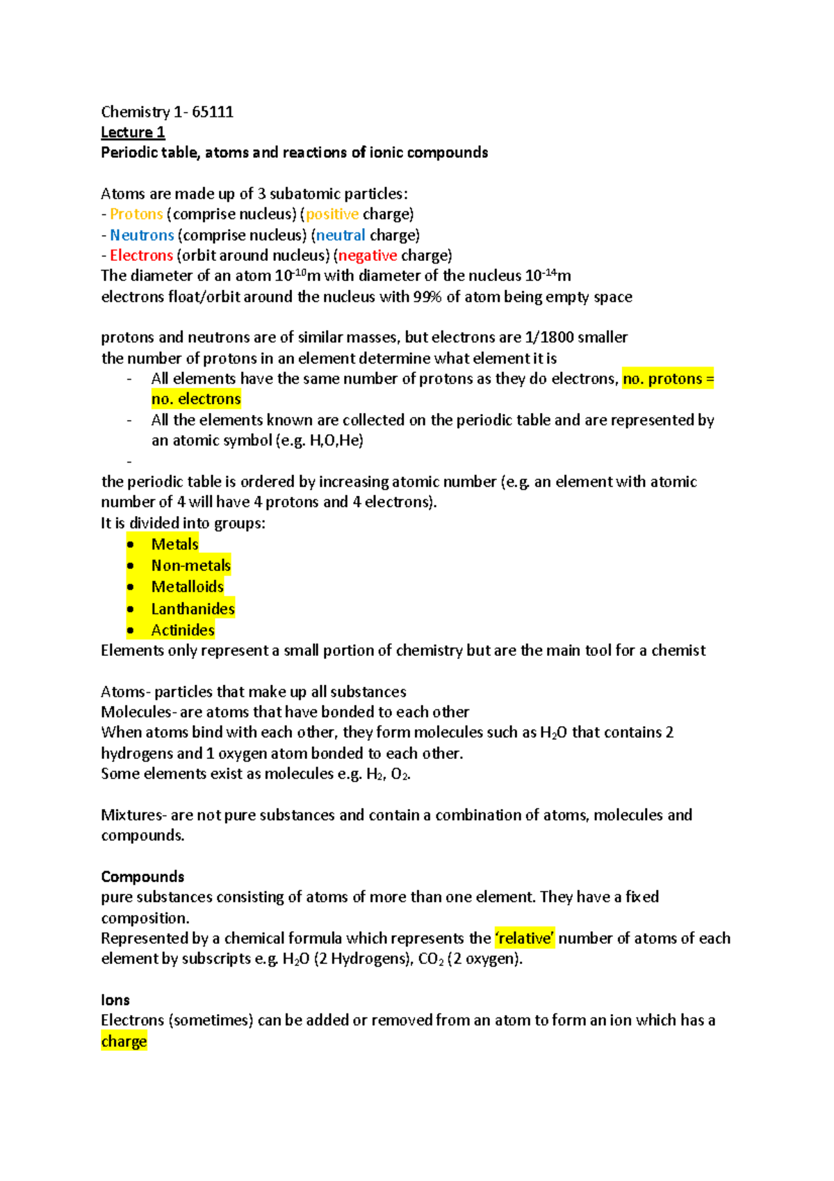 30320-sample - Lecture Notes And Detailed Explanations - Chemistry 1 ...