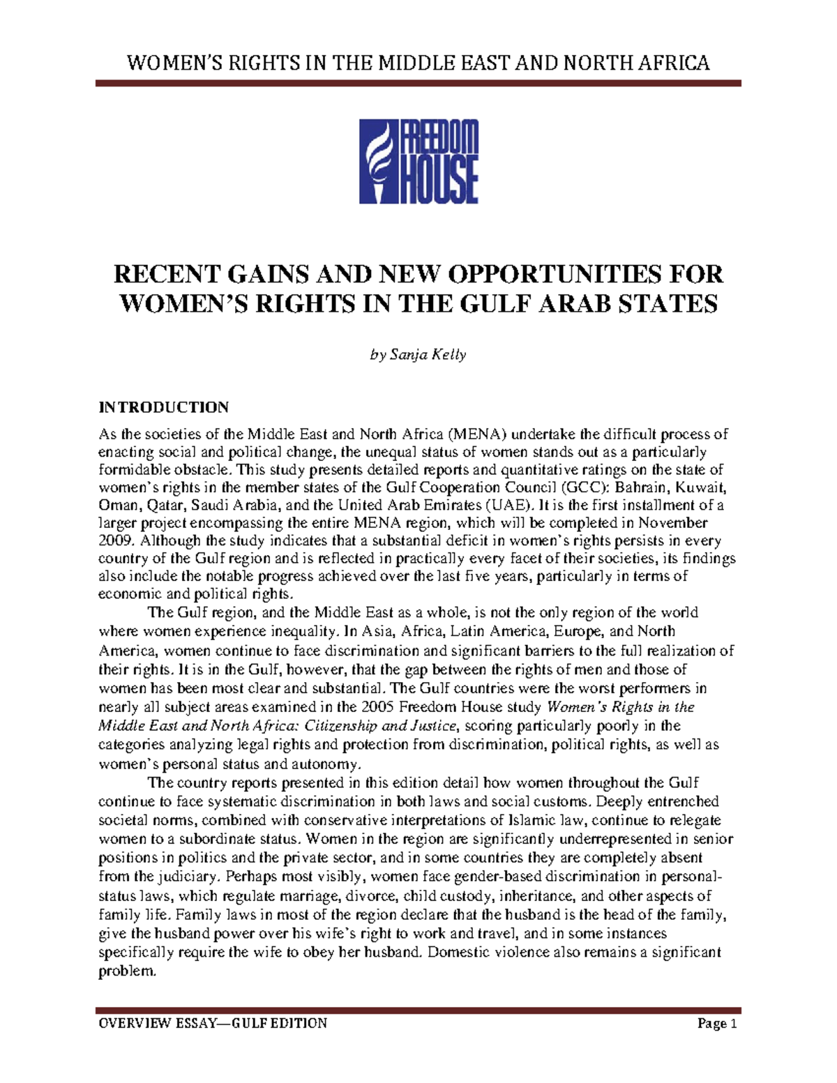Women's Rights in the Middle East and Noth Africa, Gulf Edition ...