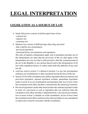 Legislation And The Common Law - Statutory Law Consists Of All The ...