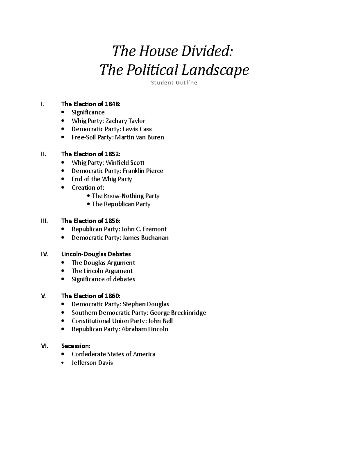 Political Landscape Student Outline - HIS1043 - UTSA - Studocu