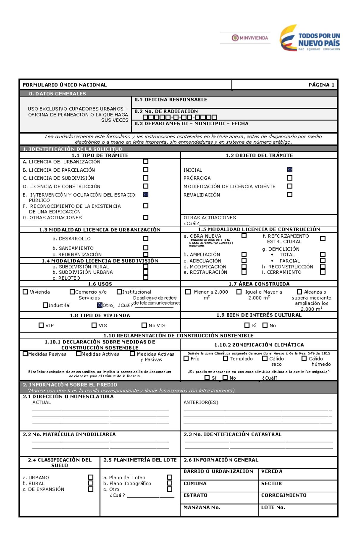 4.Formulario único nacional - 0. DATOS GENERALES USO EXCLUSIVO ...