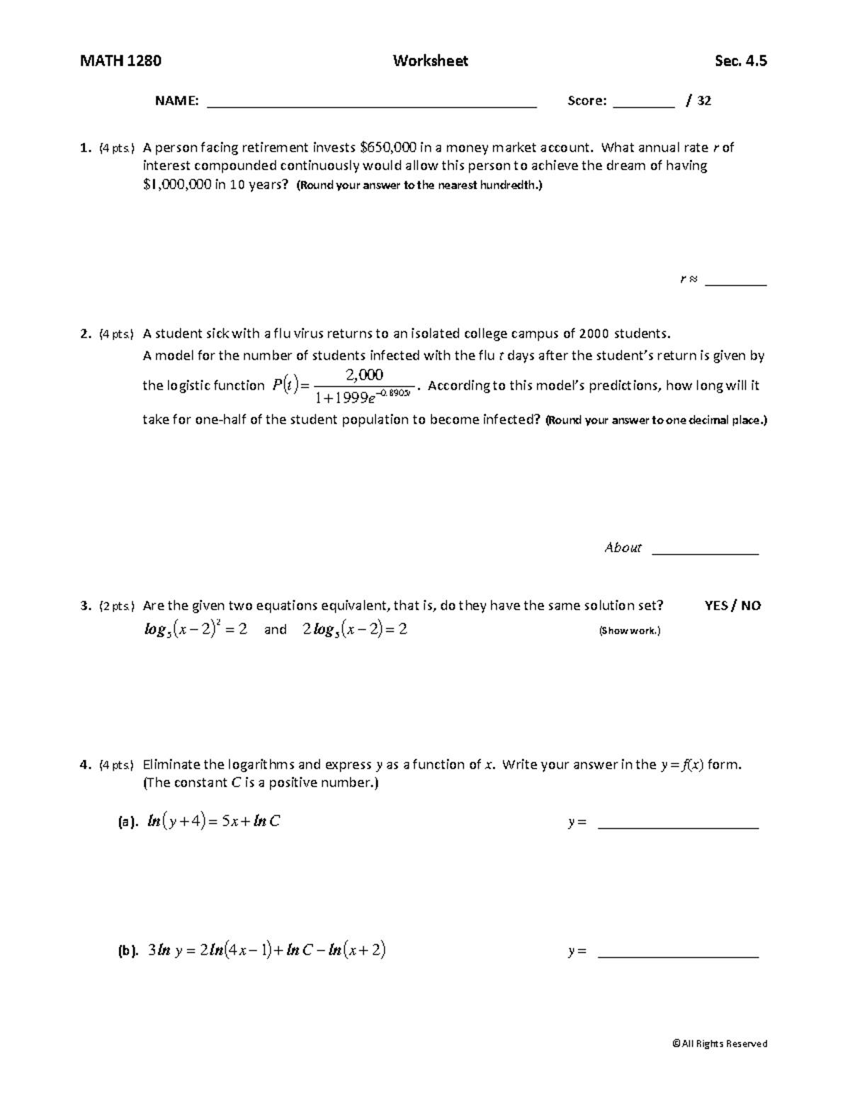 MATH 1280 - WSh 4.5 - Notes - MATH 1280 Worksheet Sec. 4. ©All Rights ...