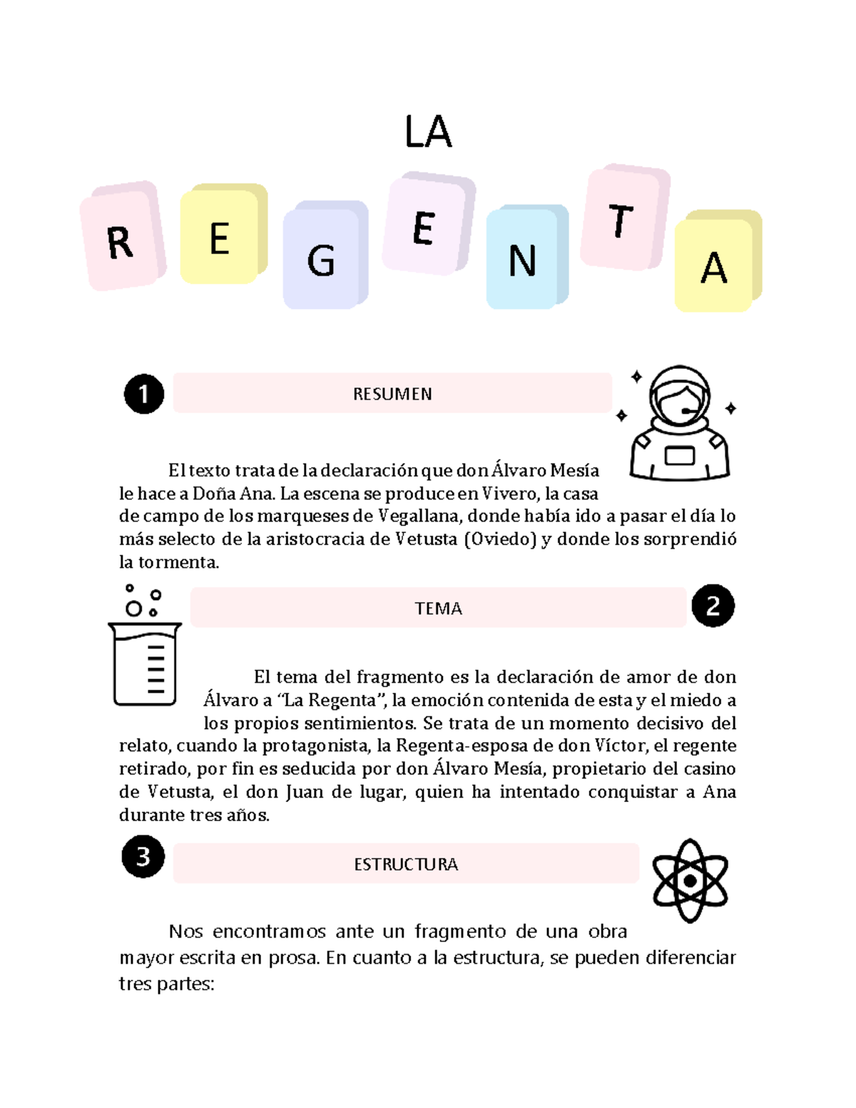 LA Regenta - LA El texto trata de la declaración que don Álvaro Mesía ...
