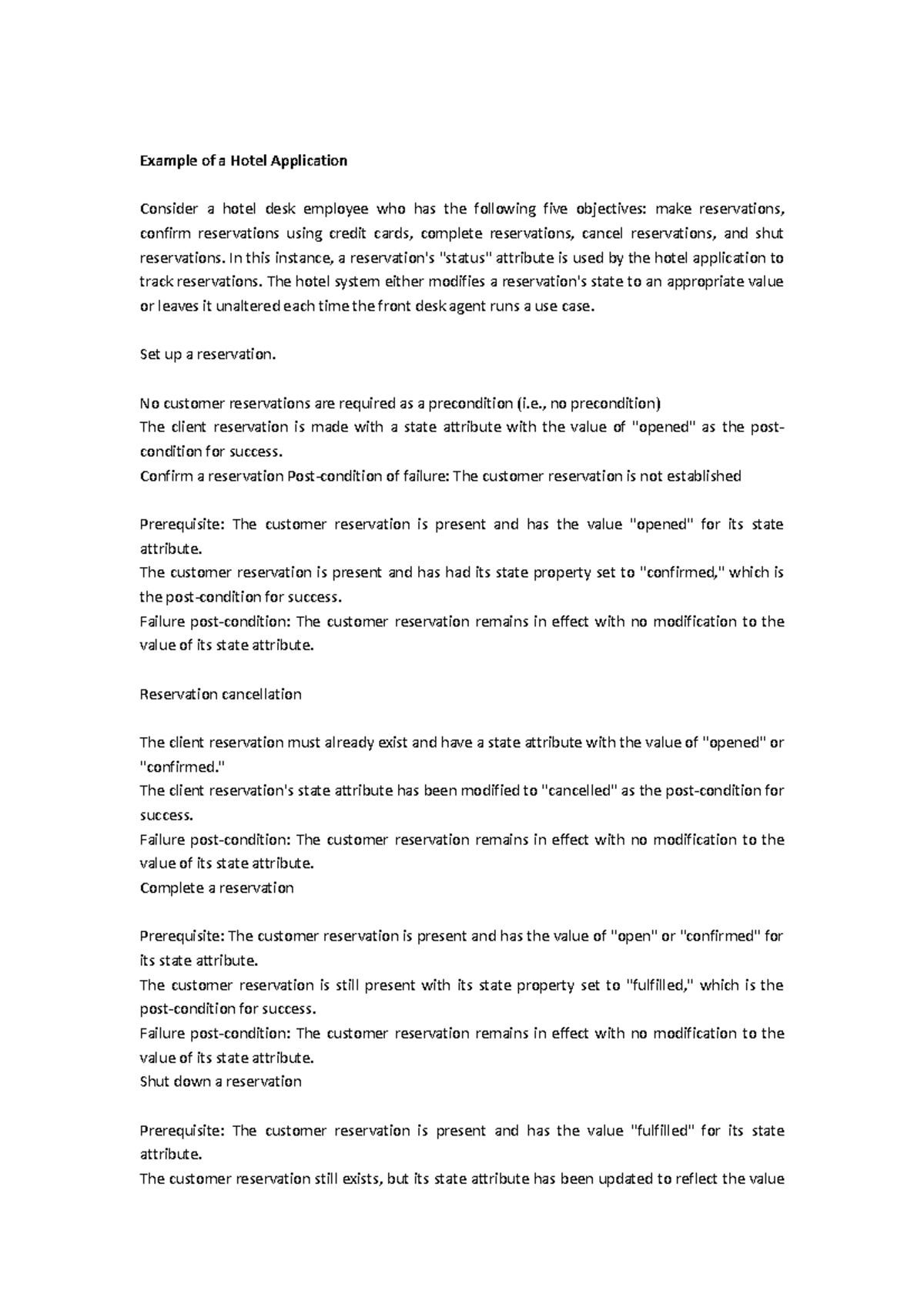 Example of a Hotel Application Example of a Hotel Application