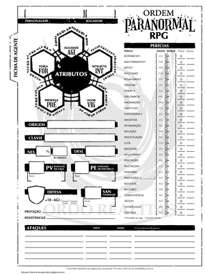 carrd Perfil de investigador Desconjuração Ordem Paranormal ficha jogadores