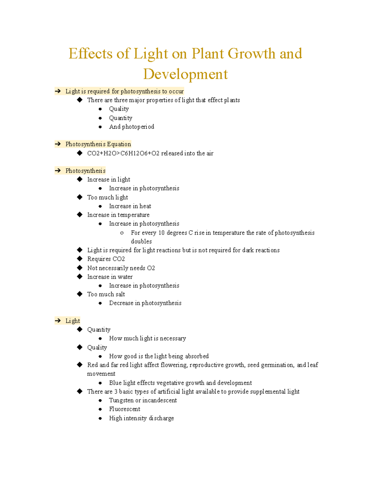 Effects of Light on Plant Growth and Development - Effects of Light on ...