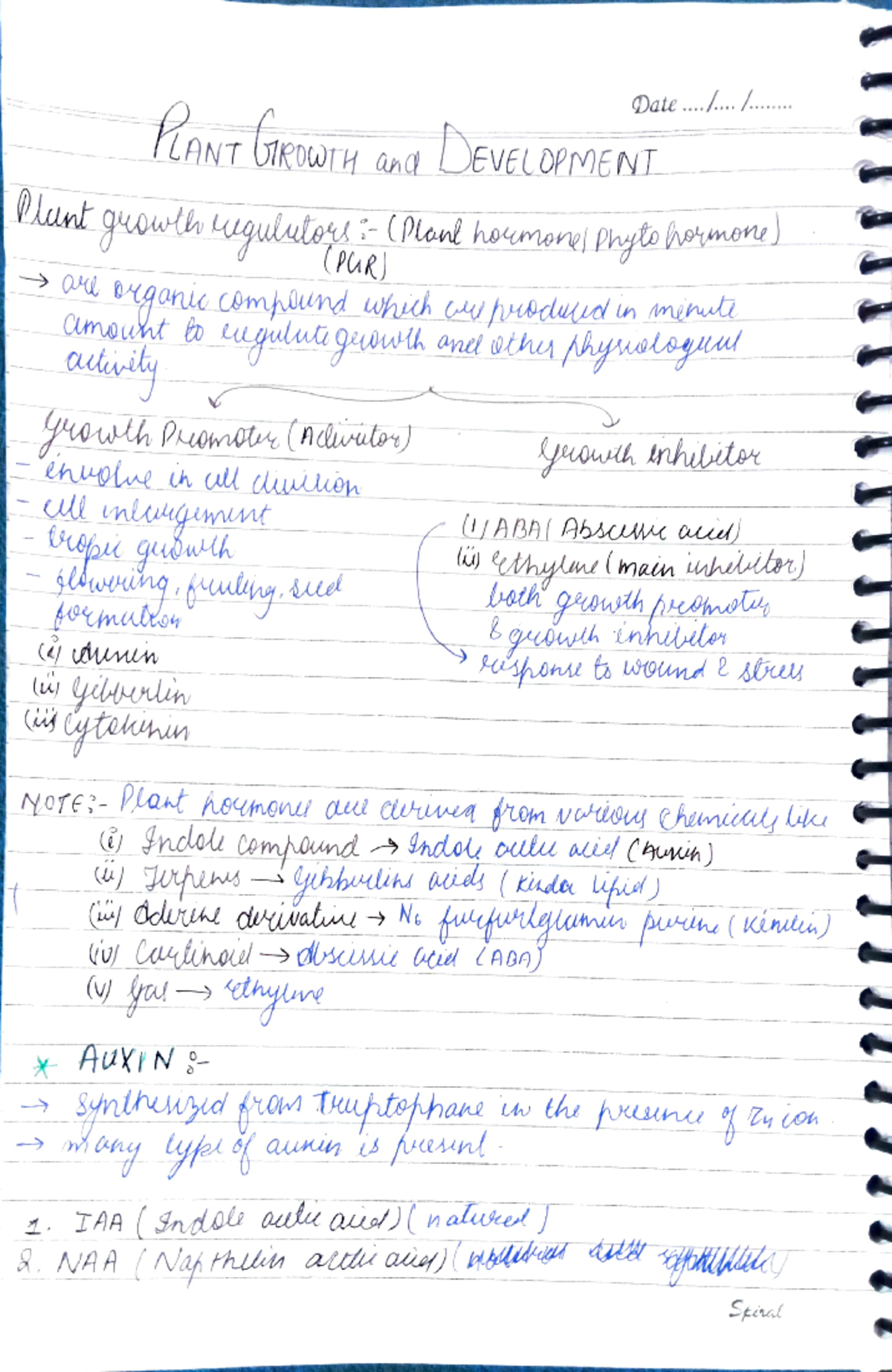 Plant development - Very best notes - Plunt AukIN Date........ lRDOTH ...