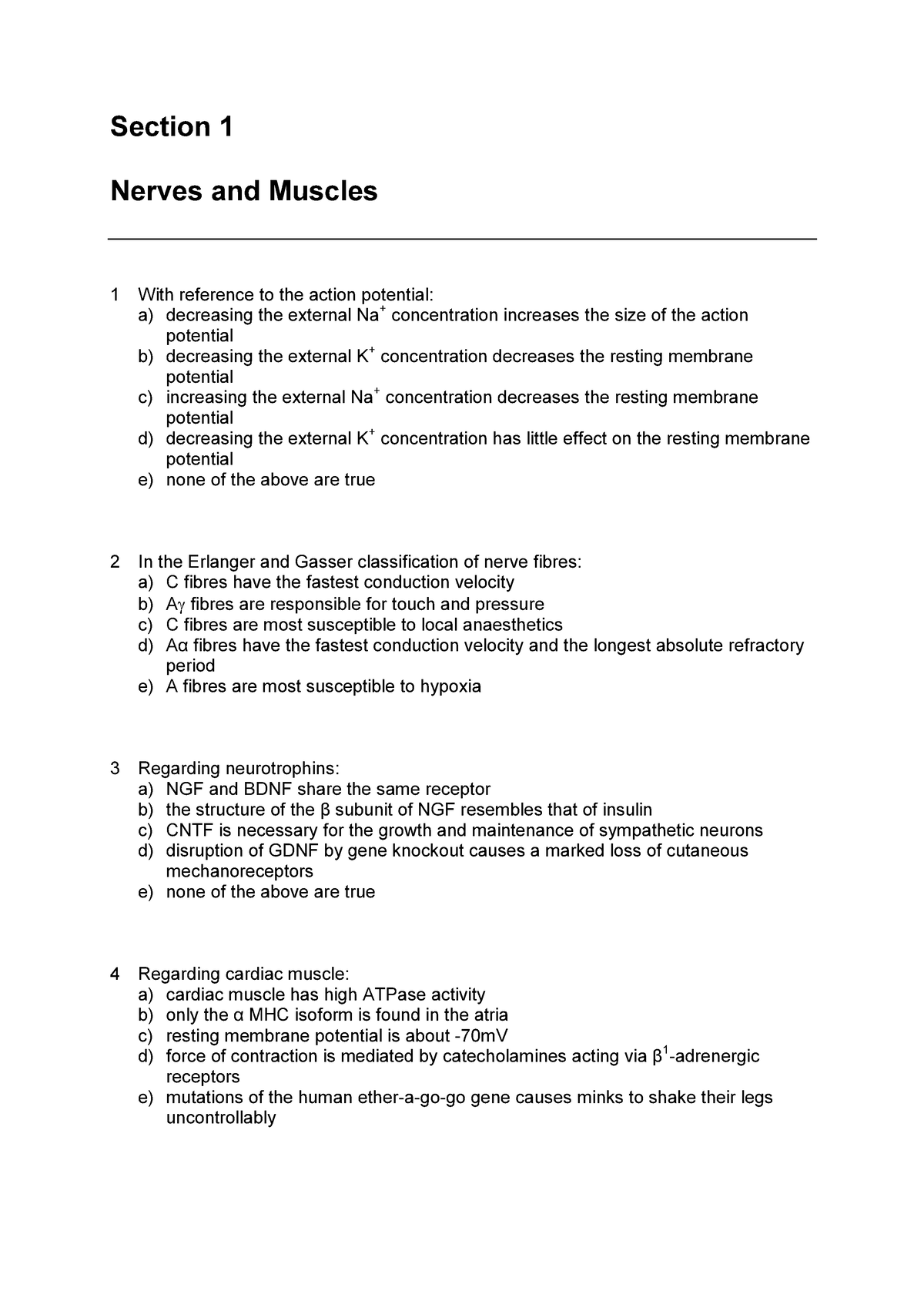 Phys Mcqs Nerves Muscles - Section 1 Nerves And Muscles 1 With ...