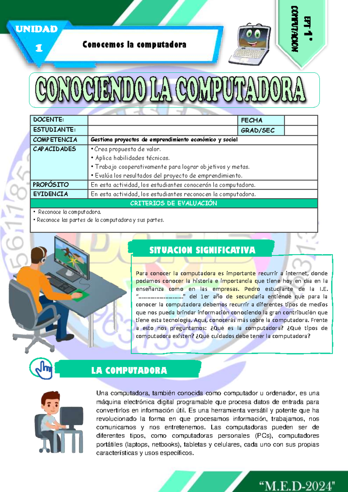 Resuelto Ficha DE Actividad EPT 1°- Semana 1 - SITUACION SIGNIFICATIVA ...