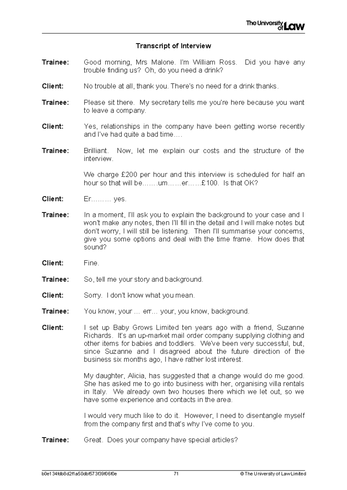 Pinterviewtrcrpt - Transcript of Interview Trainee: Good morning, Mrs ...