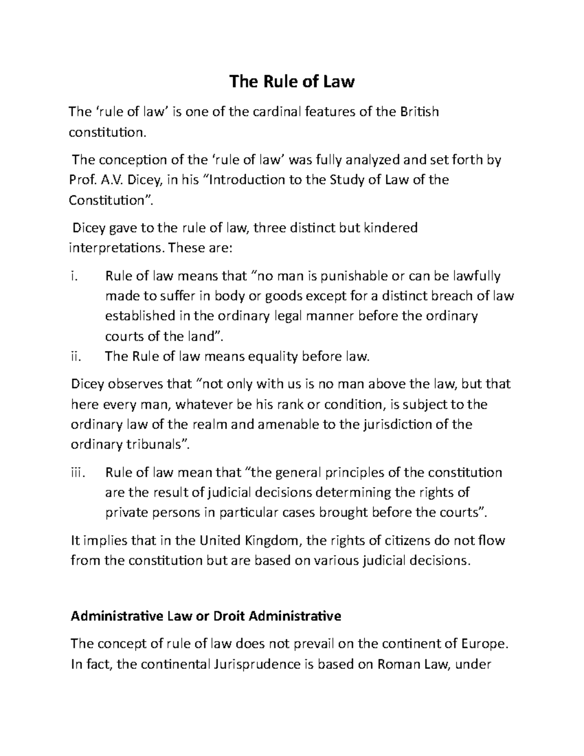 The Rule of Law and Administrative Law - The Rule of Law The ‘rule of ...