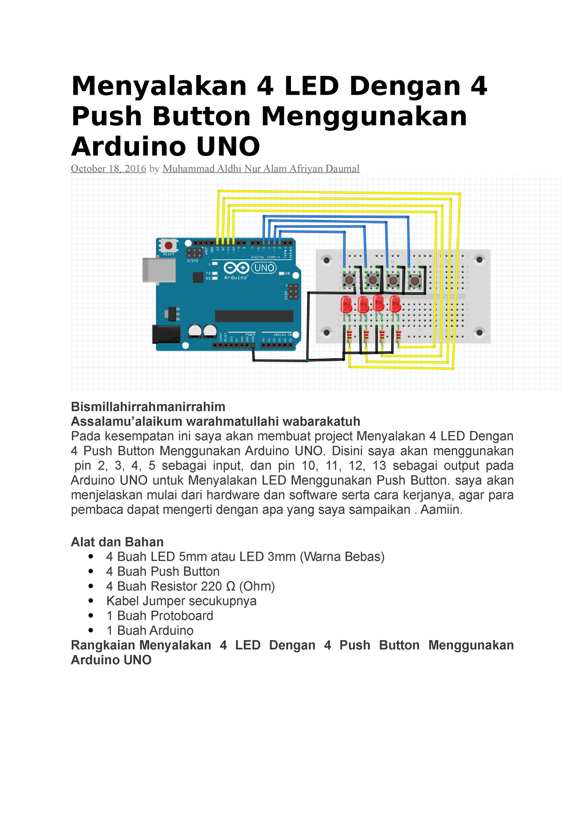 Tutorial Menyalakan Led Dengan Push Button Arduino Ra 8163