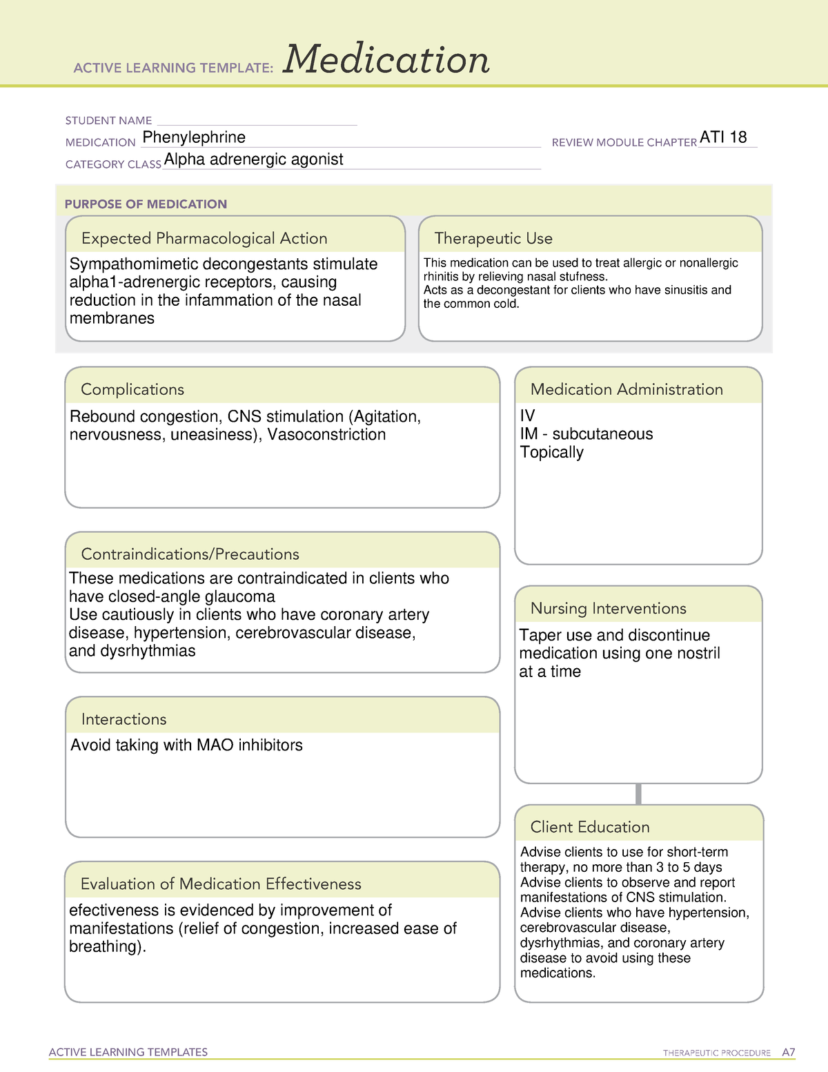 Phenylephrine - drug template - ACTIVE LEARNING TEMPLATES TherapeuTic ...