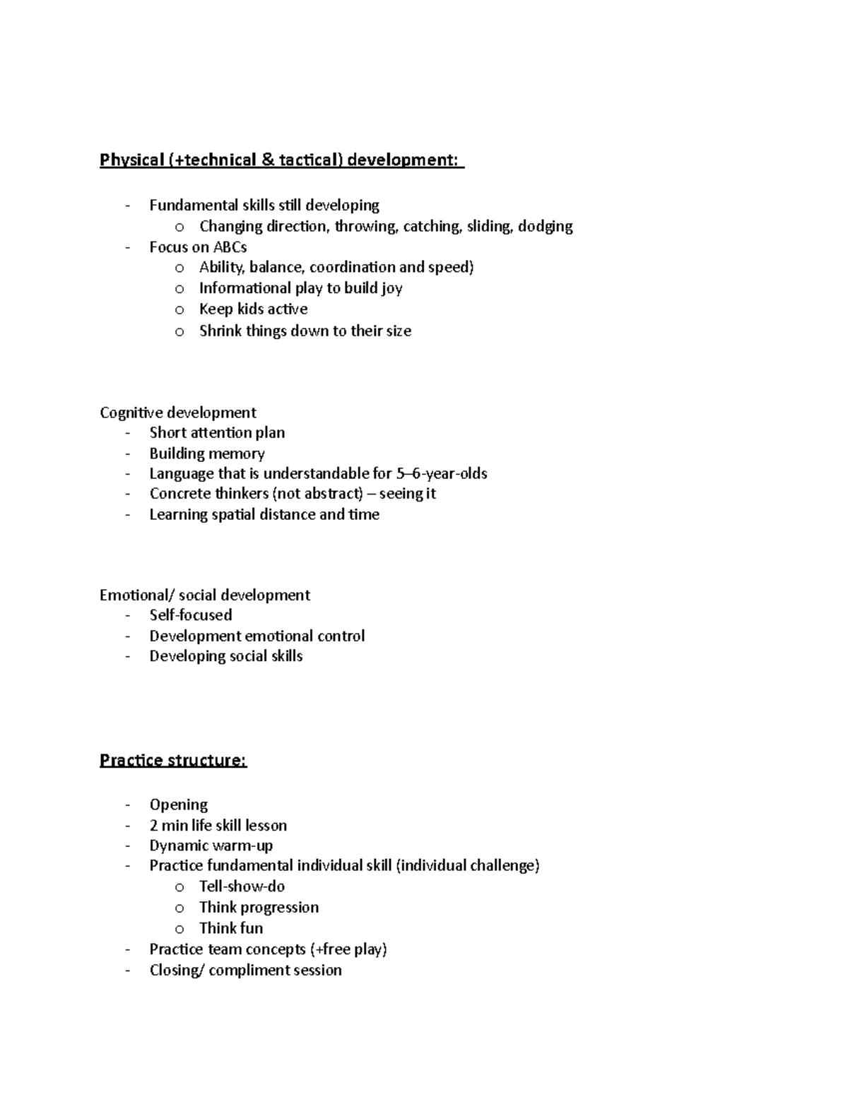 Class Notes - Physical (+technical & tactical) development: Fundamental ...