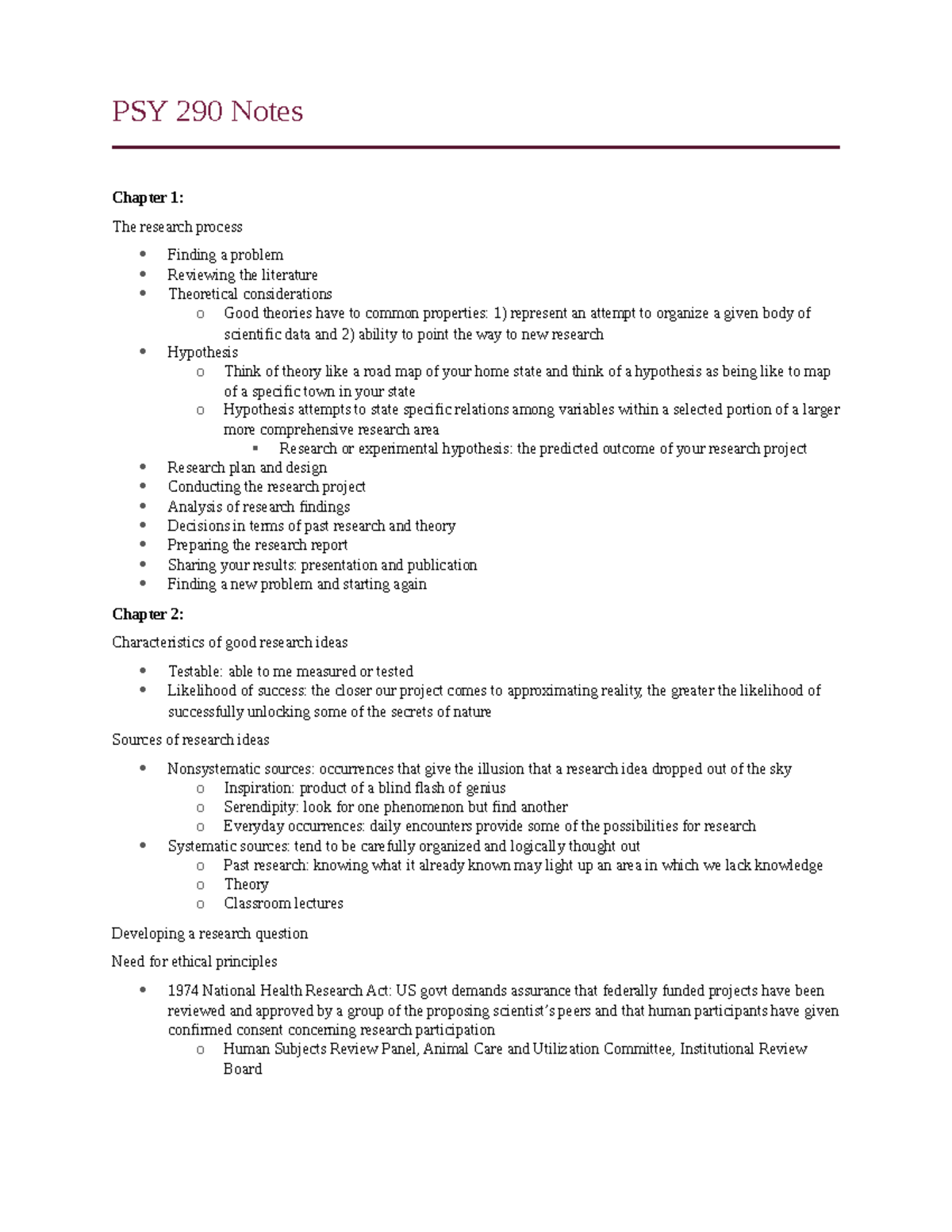 PSY 290 Complete Lecture Notes from Chapters 1-13 - PSY 290 Notes ...