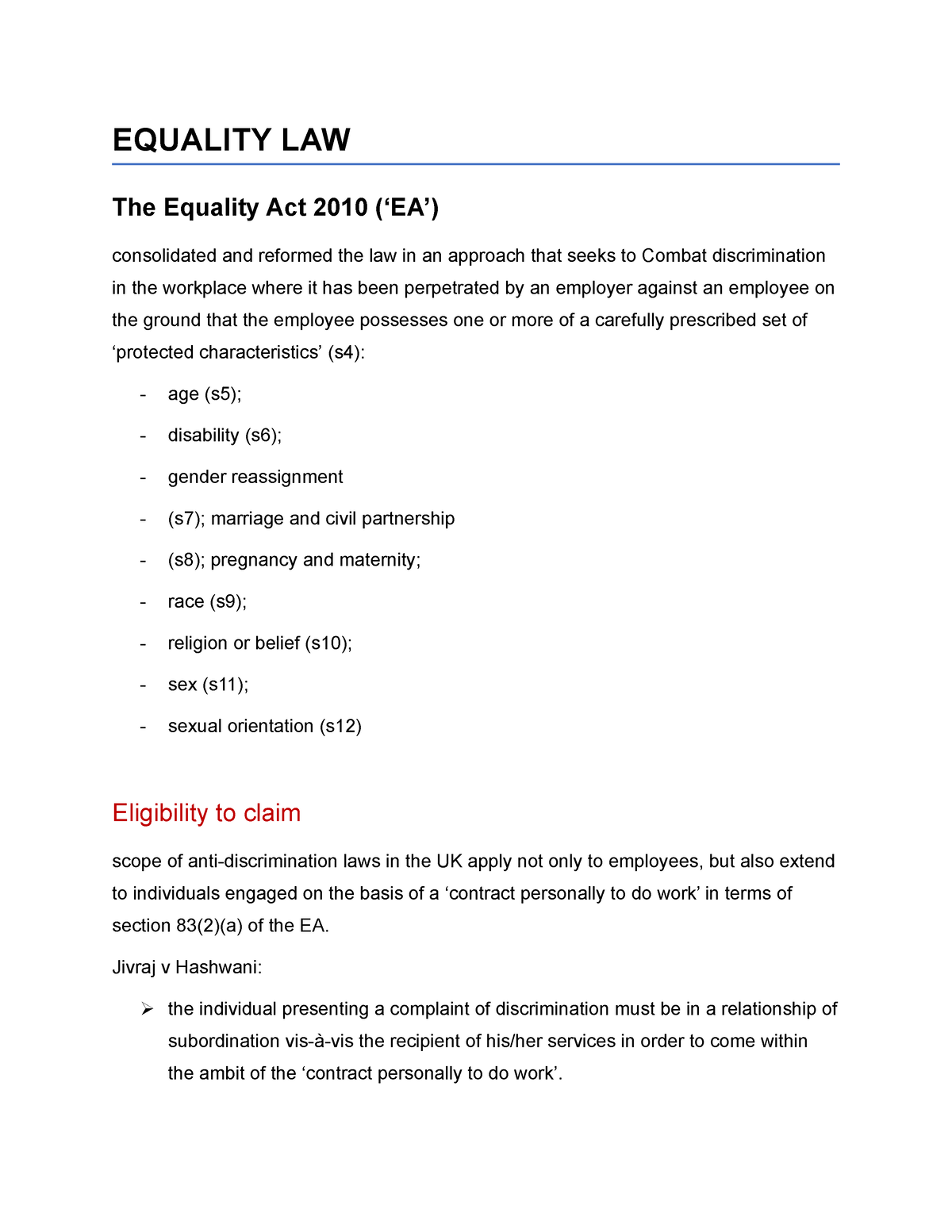 equality-law-notes-for-exam-on-employment-law-divided-into-the