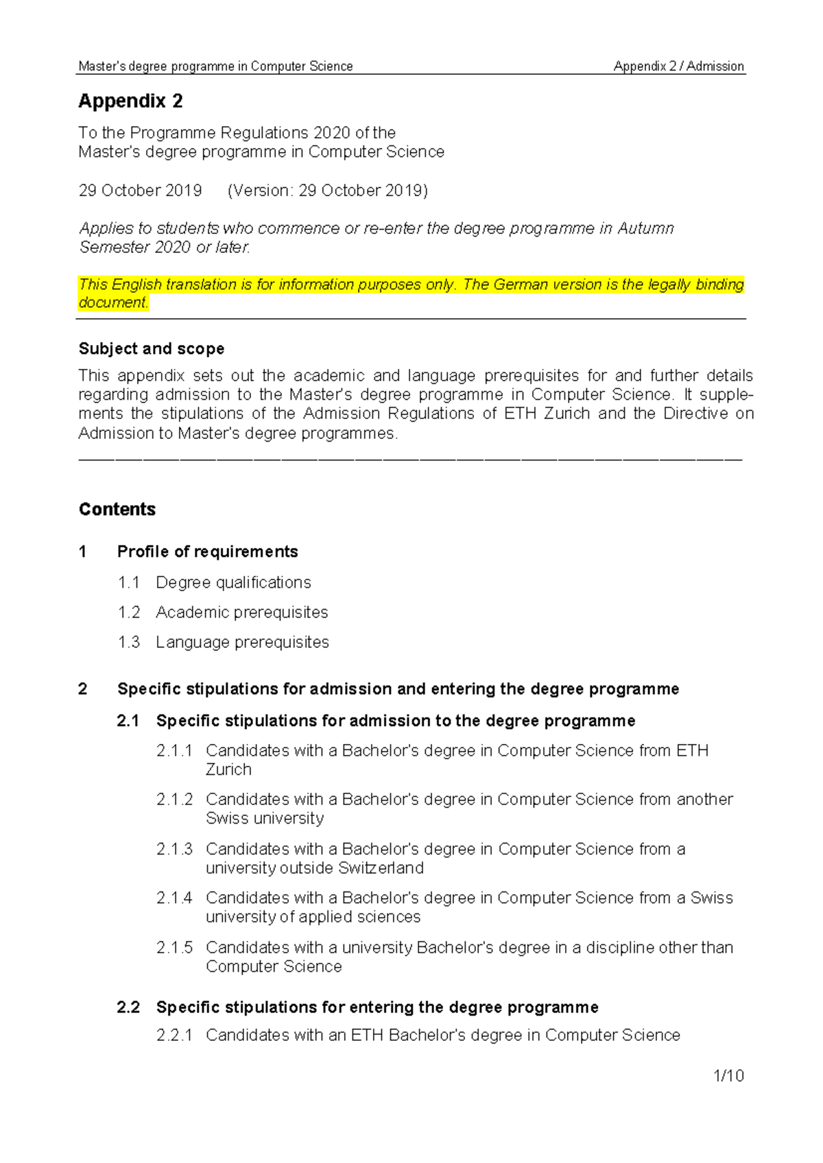 MSc Computer Science Appendix - Appendix 2 To the Programme Regulations ...