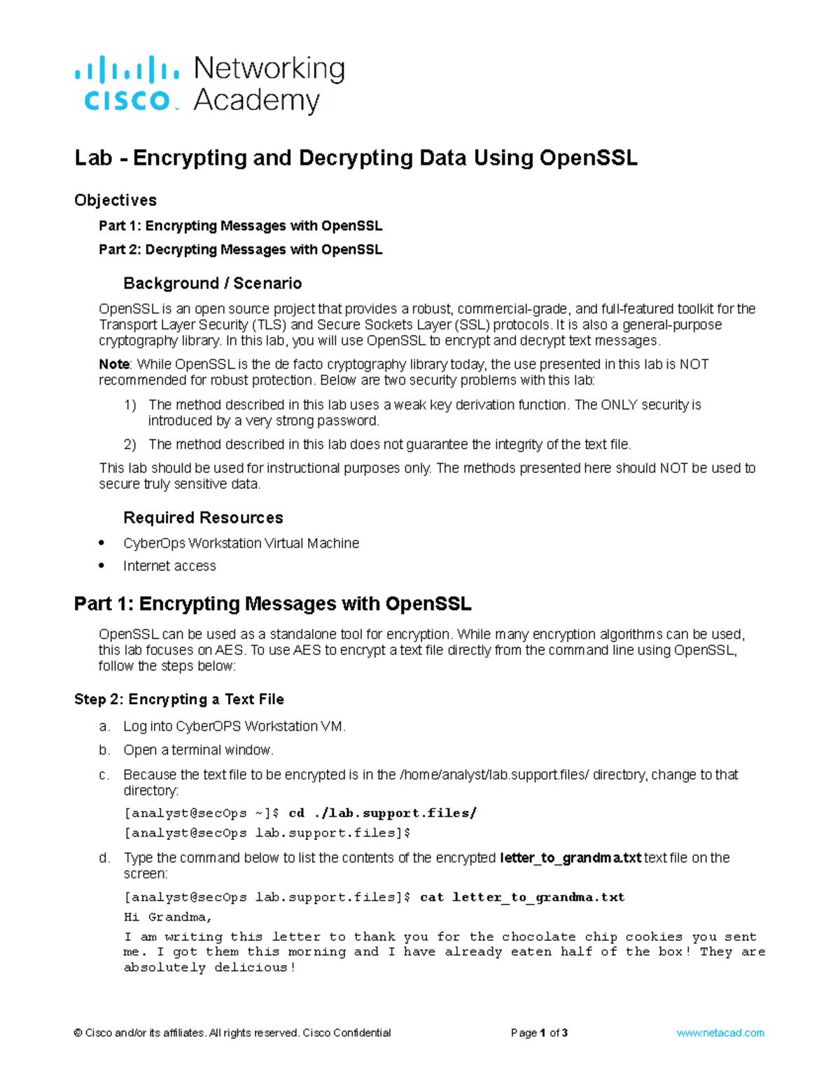 9.1.1.6 Lab - Encrypting And Decrypting Data Using Open SSL - Lab ...