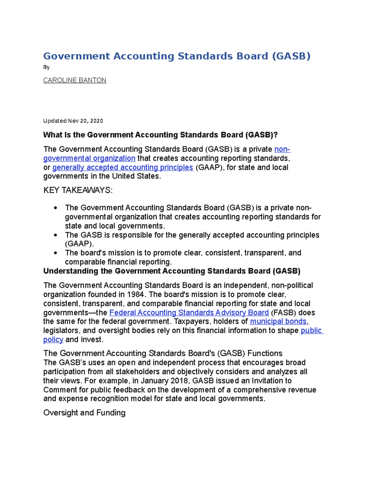 Acctg 05 - invetopedia - Government Accounting Standards Board (GASB ...