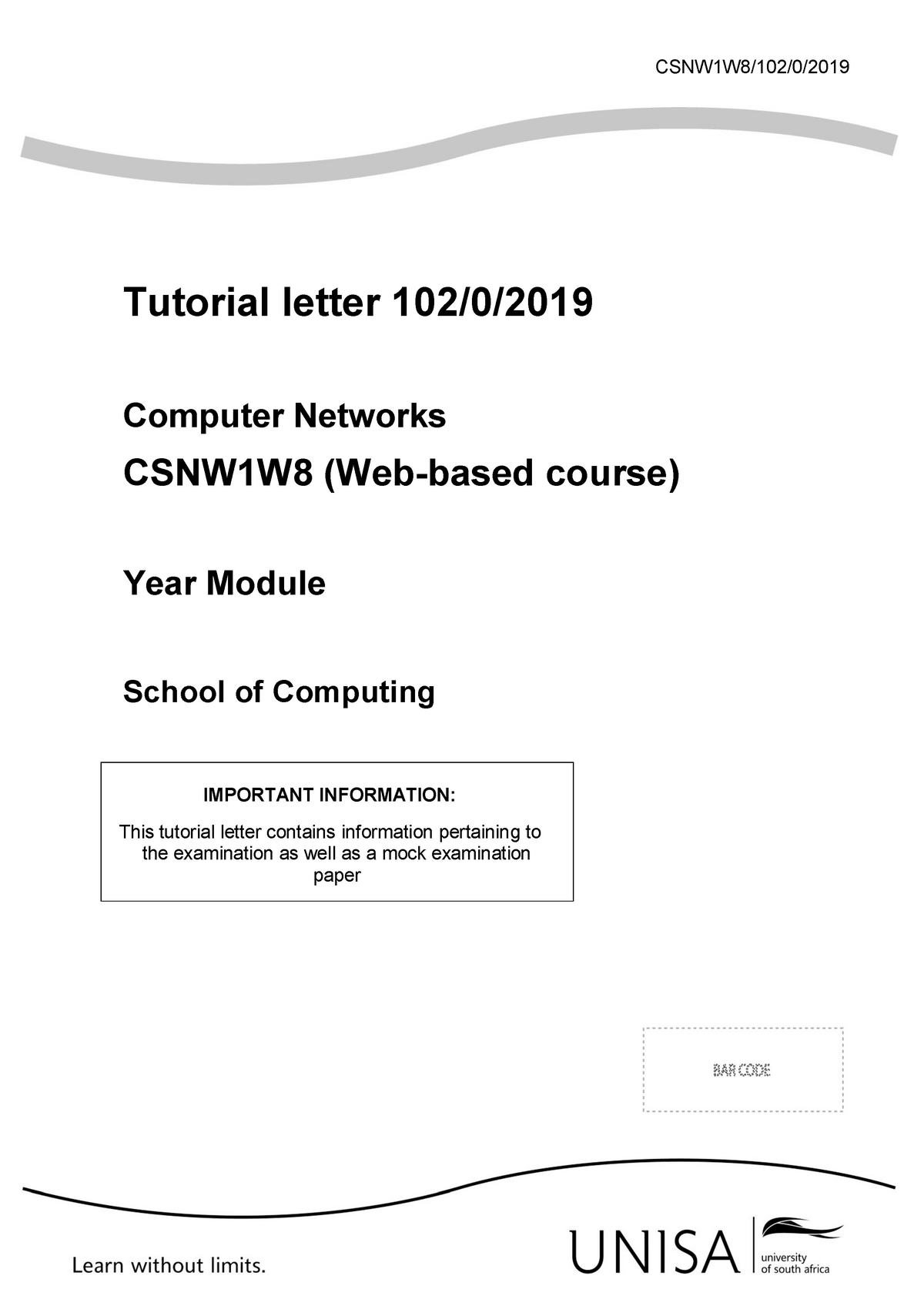 CSNW1W8 2019 TL 102 0 B - Tutorial Letter 102 - CSNW1W8/102/0/ 2019 ...