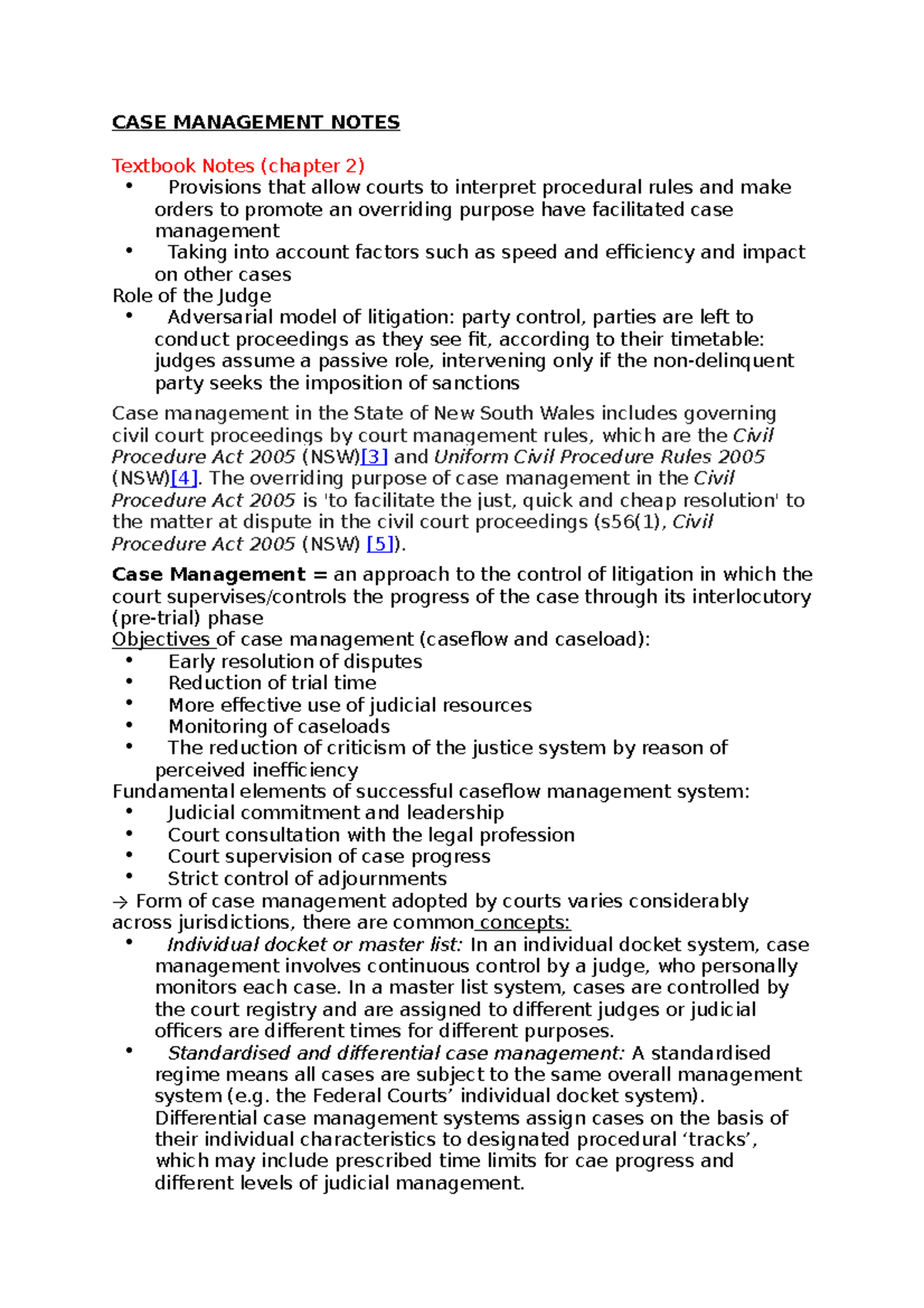 CaseManagementNotes CASE MANAGEMENT NOTES Textbook Notes (chapter 2