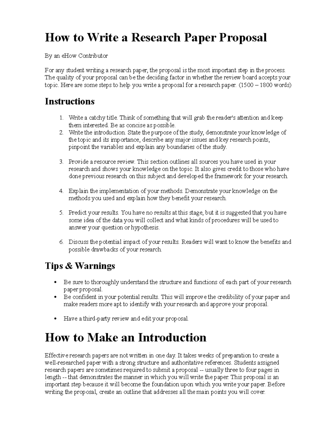 How to Write a Research Paper Proposal - The quality of your proposal ...