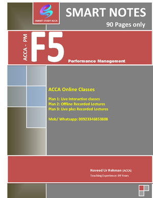 F5 ACCA Summary + Revision Notes 2017 - ACCA F PERFORMANCE MANAGEMENT ...