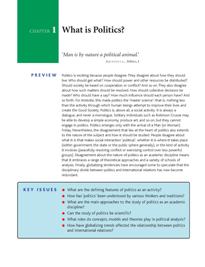 POLS 101 Notes - POLITICS, ANDREW HEYWOOD CHAPTER I: What Is Politics ...