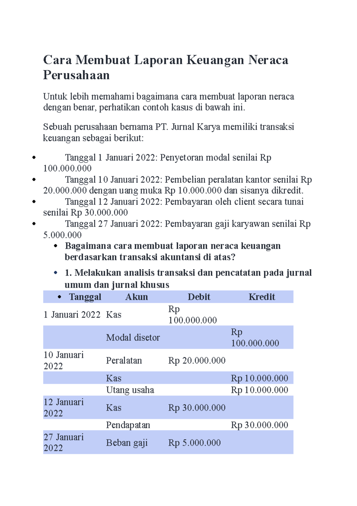 Cara Membuat Laporan Keuangan Neraca Perusahaan Part 1 - Cara Membuat ...