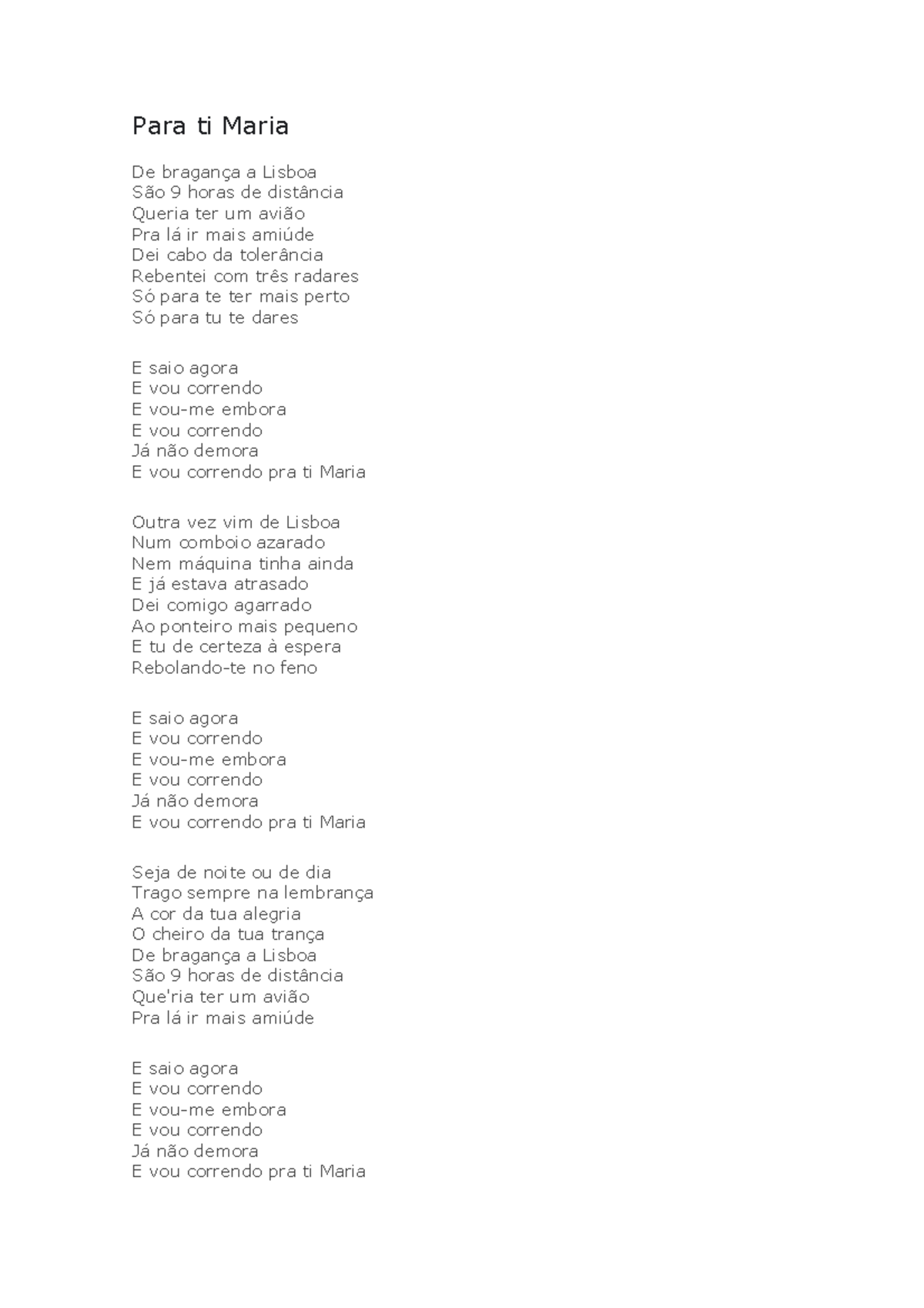 Para ti Maria Análise do poema - Para ti Maria De bragança a Lisboa São ...