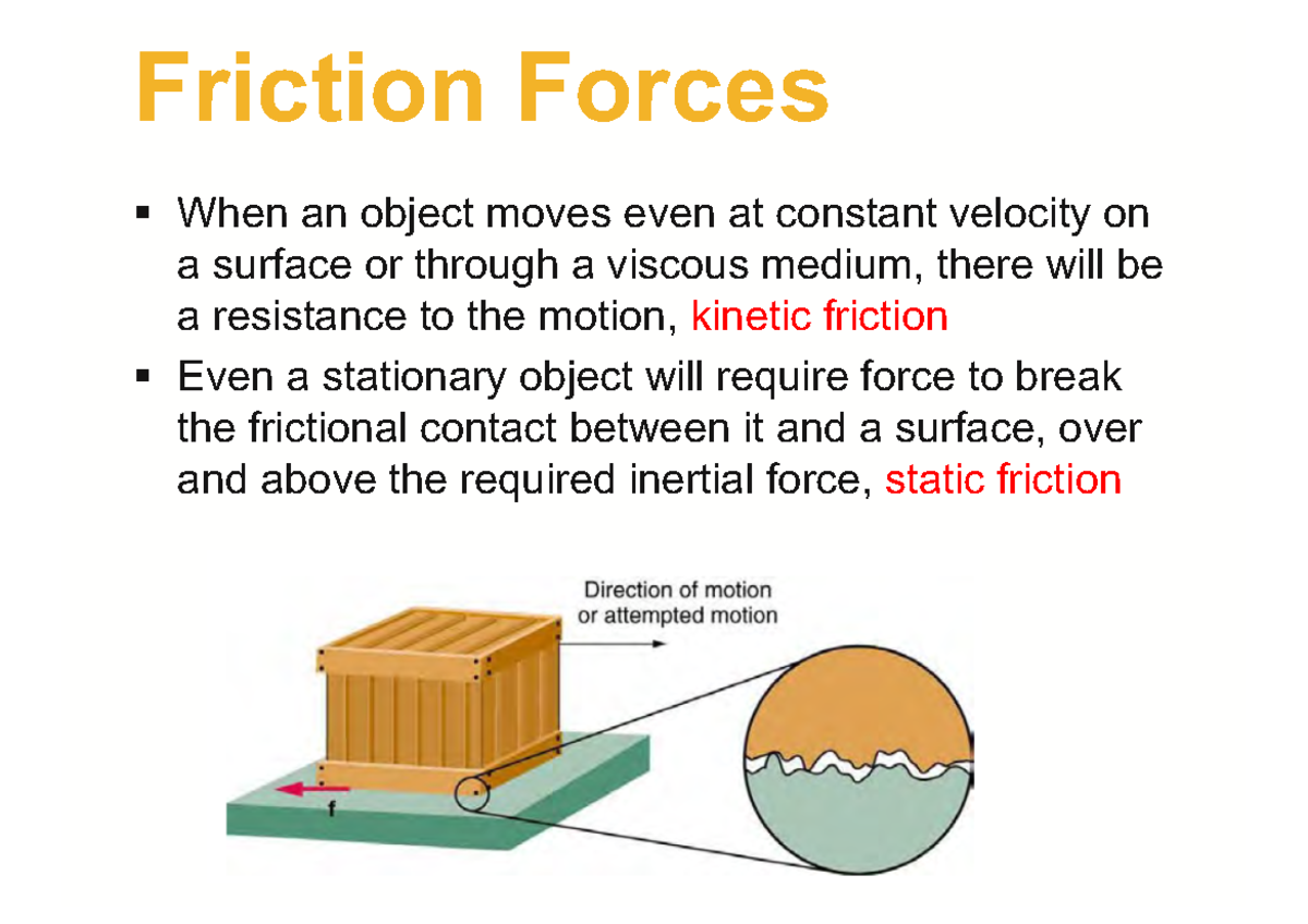 Lecture 5 - notes - Friction Forces § When an object moves even at ...