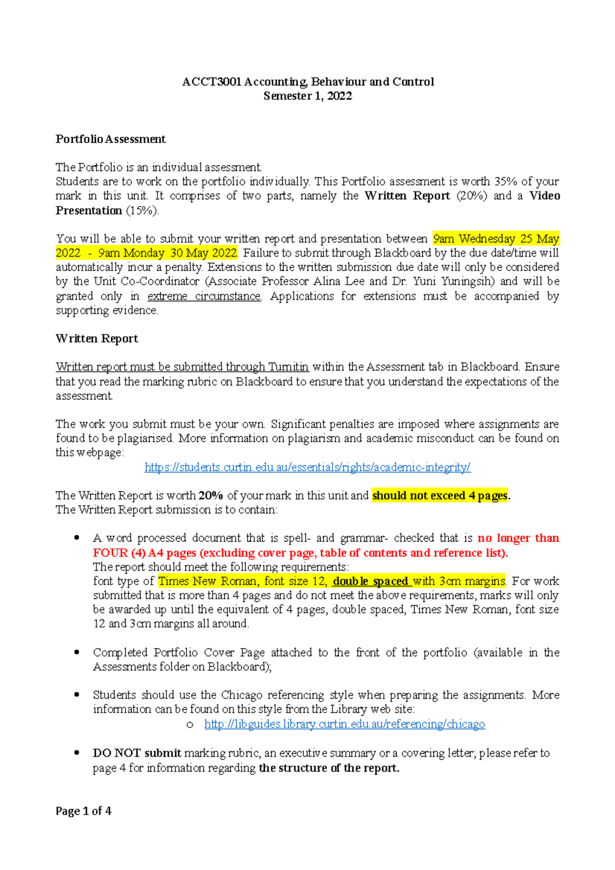 ACCT3001 Portfolio Requirement MIRI Sem 1 2022 - ACCT3001 Accounting ...