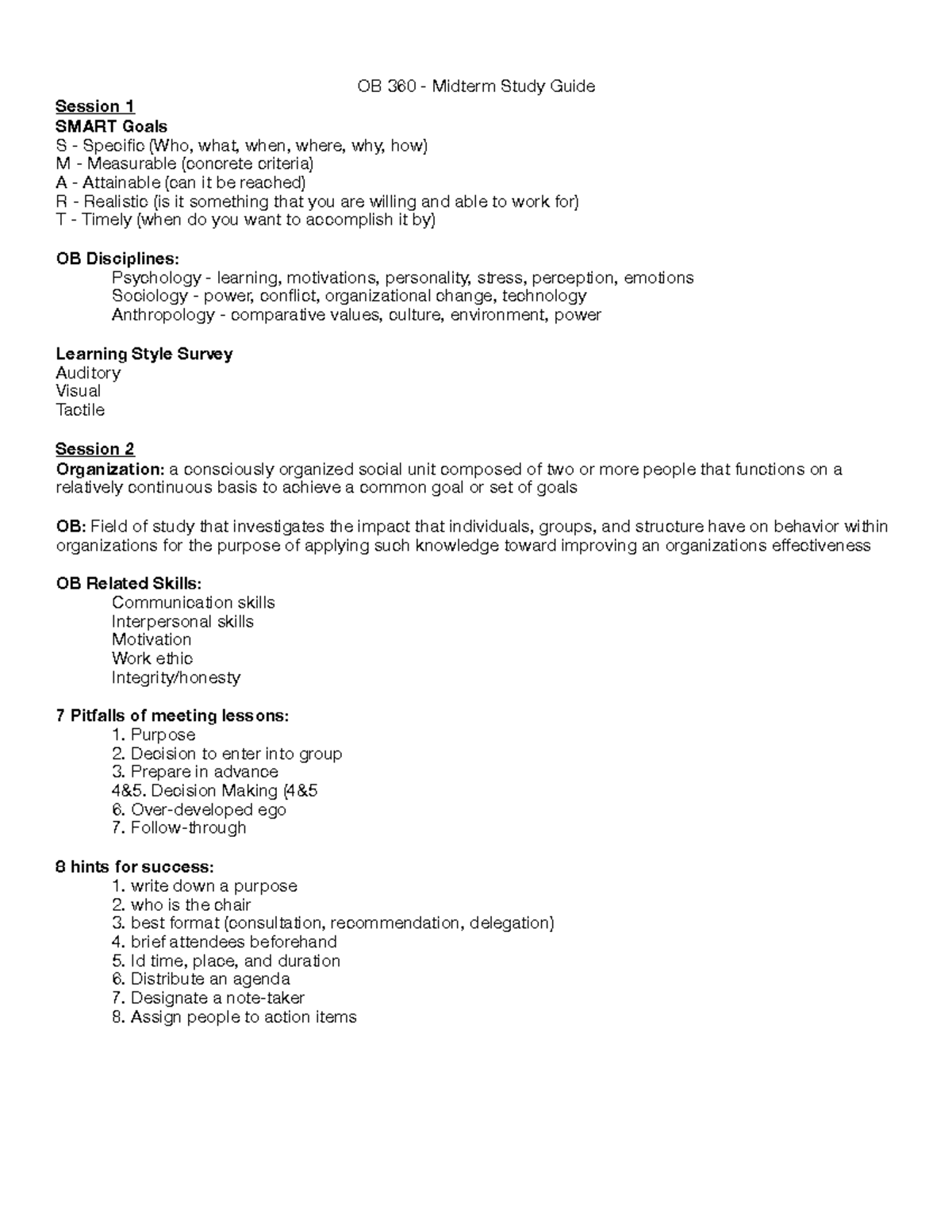 OB 360 Midterm Study Guide - Purpose 2. Decision to enter into group 3 ...