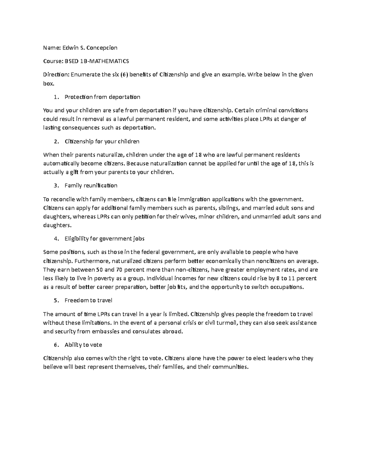Document - LECTURE - Name: Edwin S. Concepcion Course: BSED 1B ...