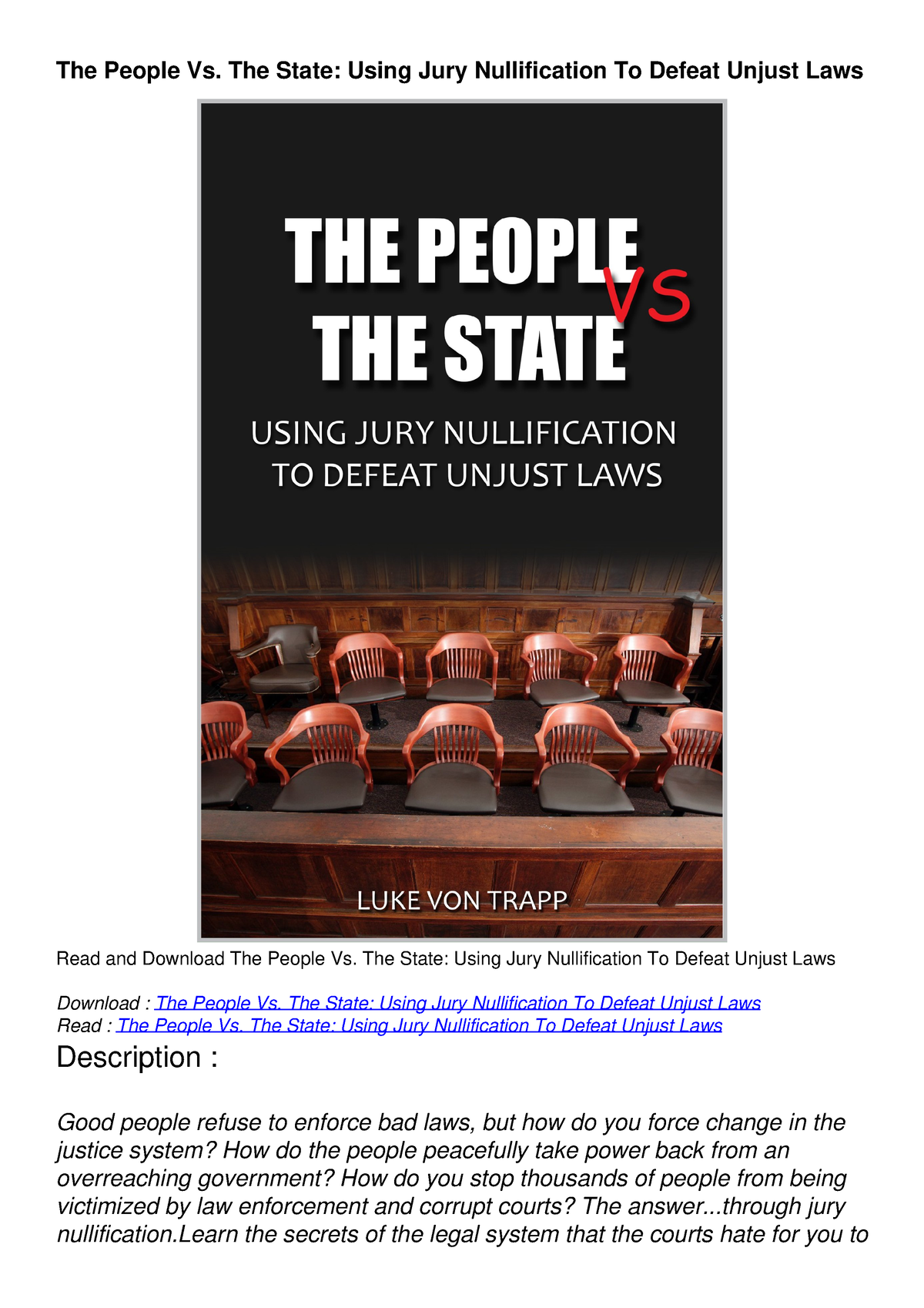 READ [PDF] The People Vs. The State: Using Jury Nullification To Defeat ...