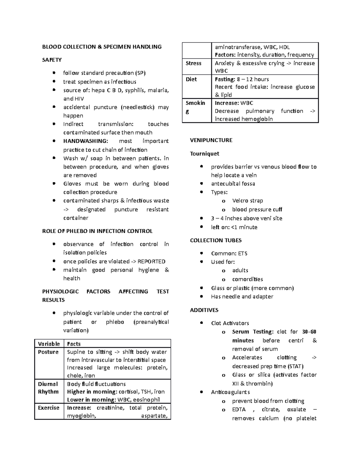 HEMA - Blood Collection - BLOOD COLLECTION & SPECIMEN HANDLING SAFETY ...