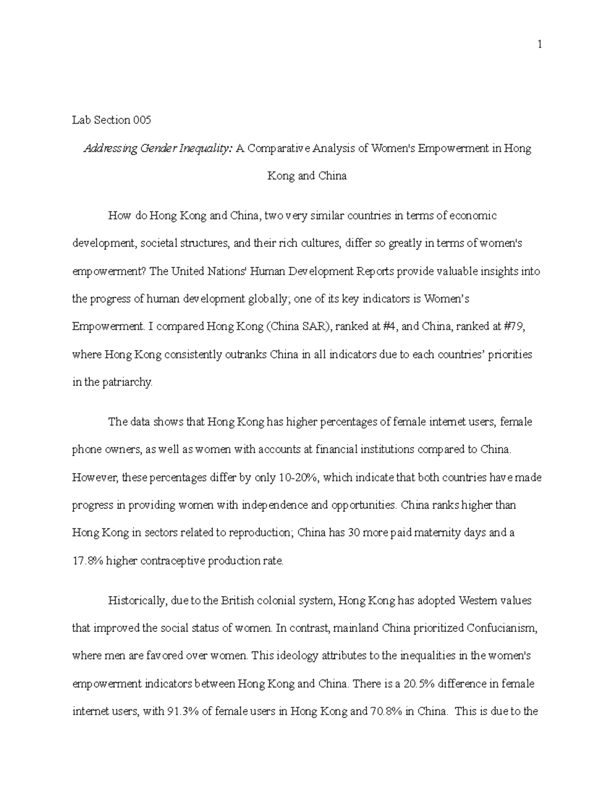 Addressing Gender Inequality A Comparative Analysis of Women's ...