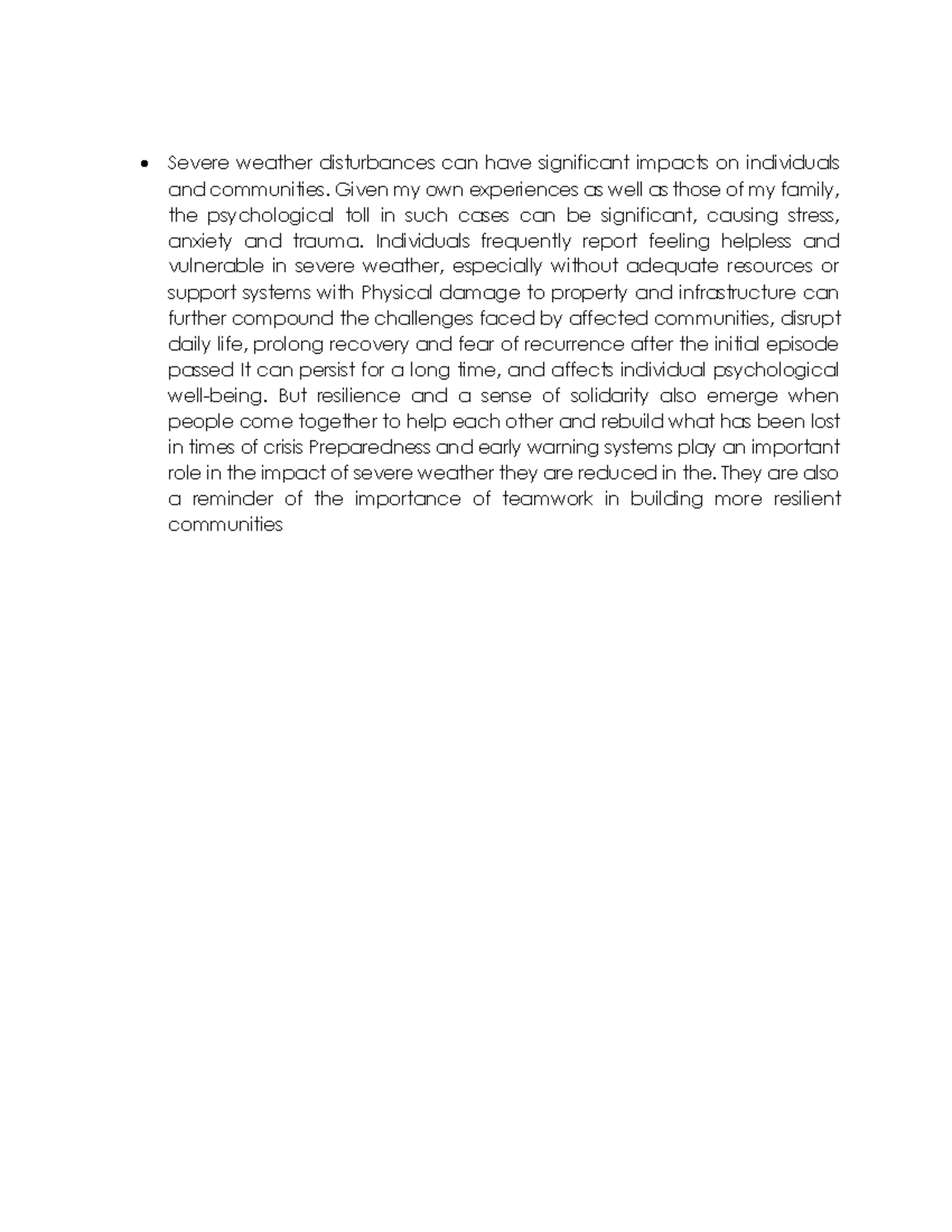 Document-27 - Severe weather disturbances can have significant impacts ...