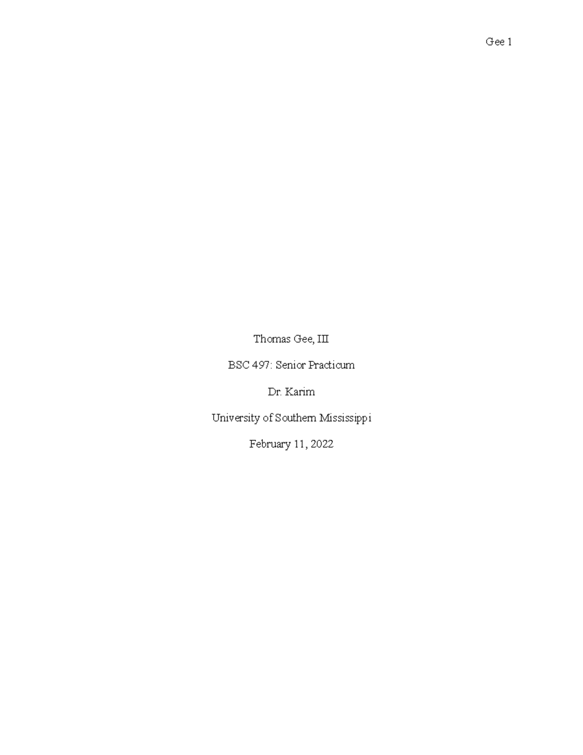 Darwin's Day Seminar - Shahid Karim, Spring of 2022 - Thomas Gee, III ...