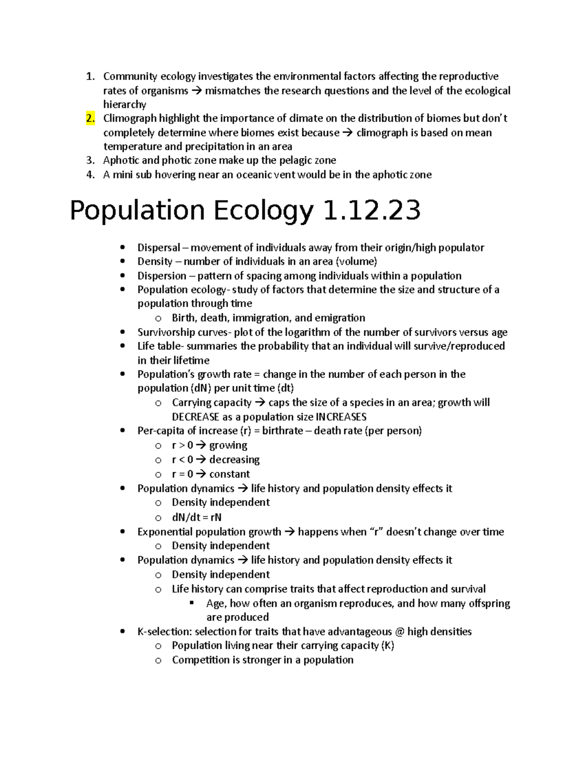 Population Ecology - Community ecology investigates the environmental ...