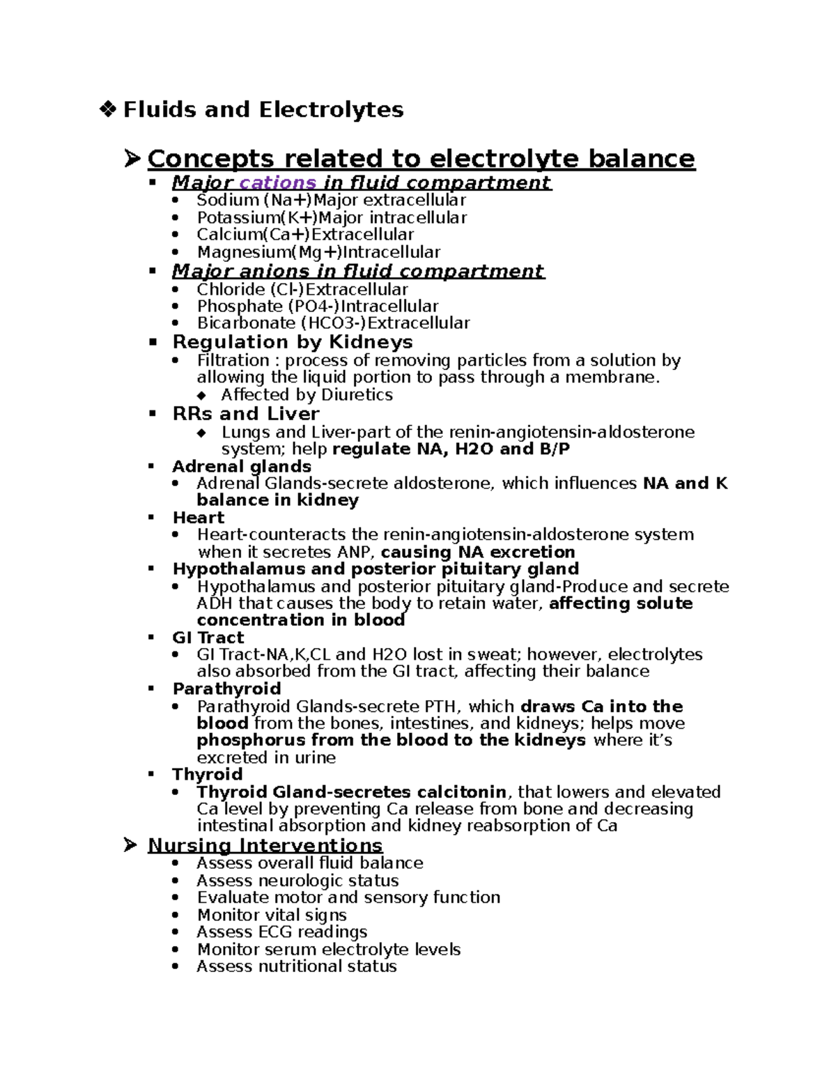 Electrolytes Basics - Fluids - Fluids And Electrolytes Concepts Related ...