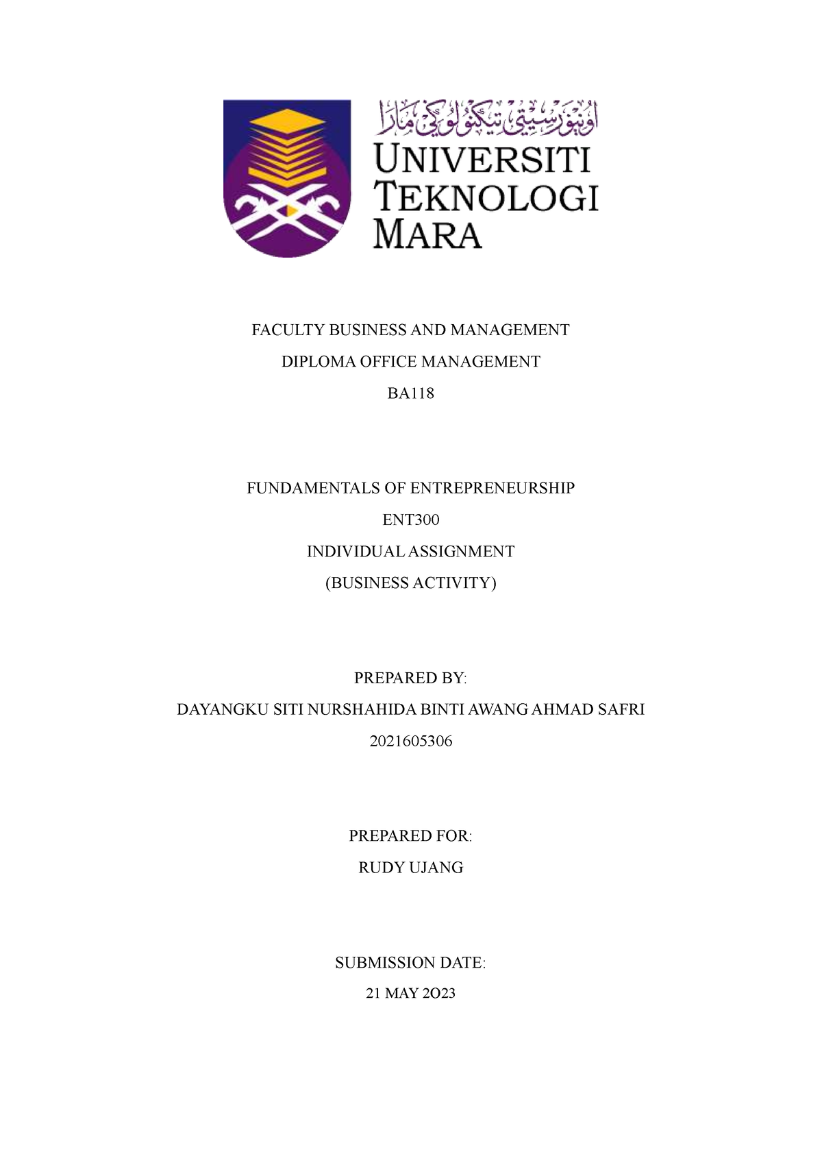 ent300 individual assignment 1