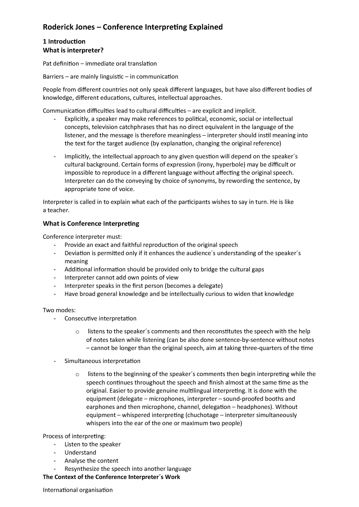 Summary - Roderick Jones-conference-interpreting-explained - Language ...