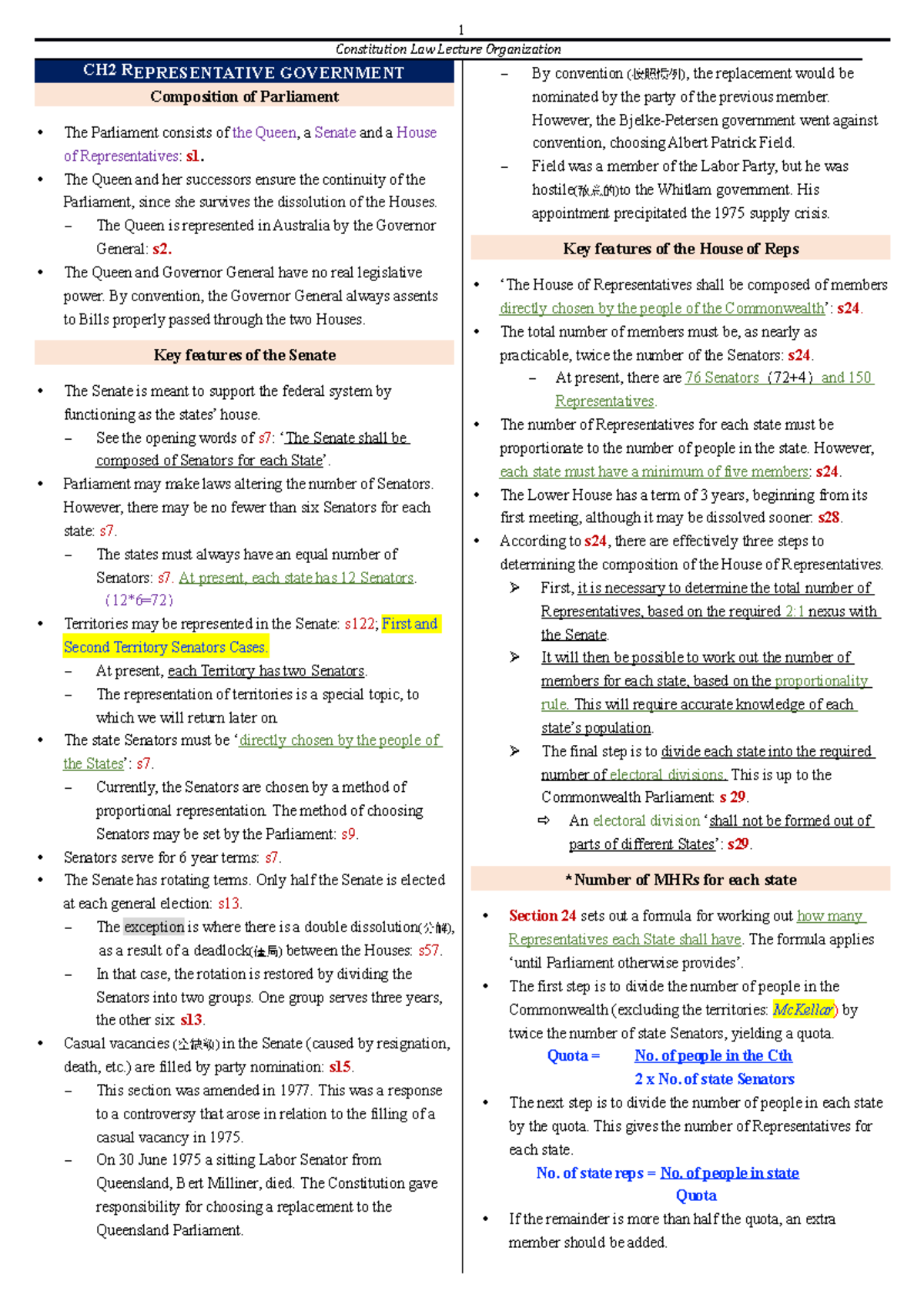 Constitution Slide Notes - Constitution Law Lecture Organization CH2 ...